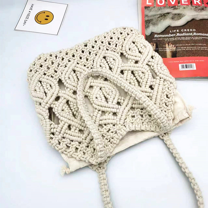 Women's High Quality Cotton Rope Braided Artistic Shoulder Bags
