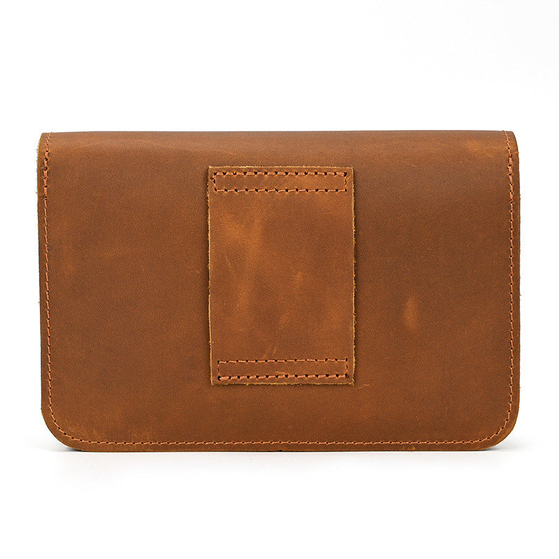 Crazy Horse Leather Cowhide Outing Mobile Men's Waist Packs