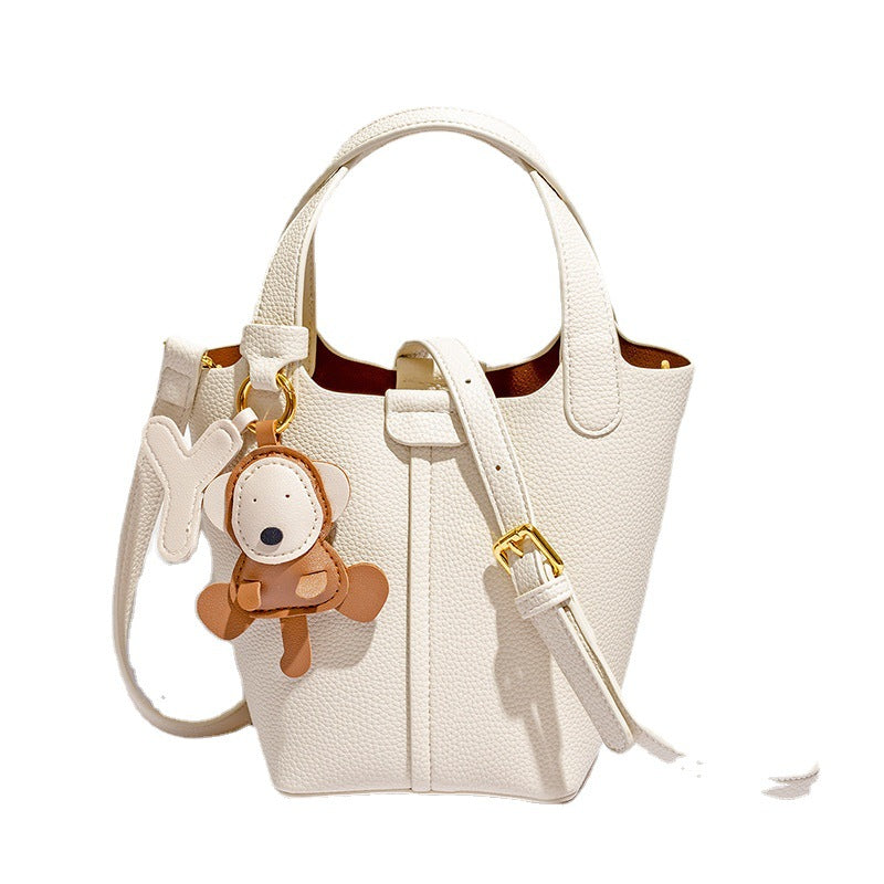 Women's High Sense Vegetable Basket Cowhide Texture Shoulder Bags
