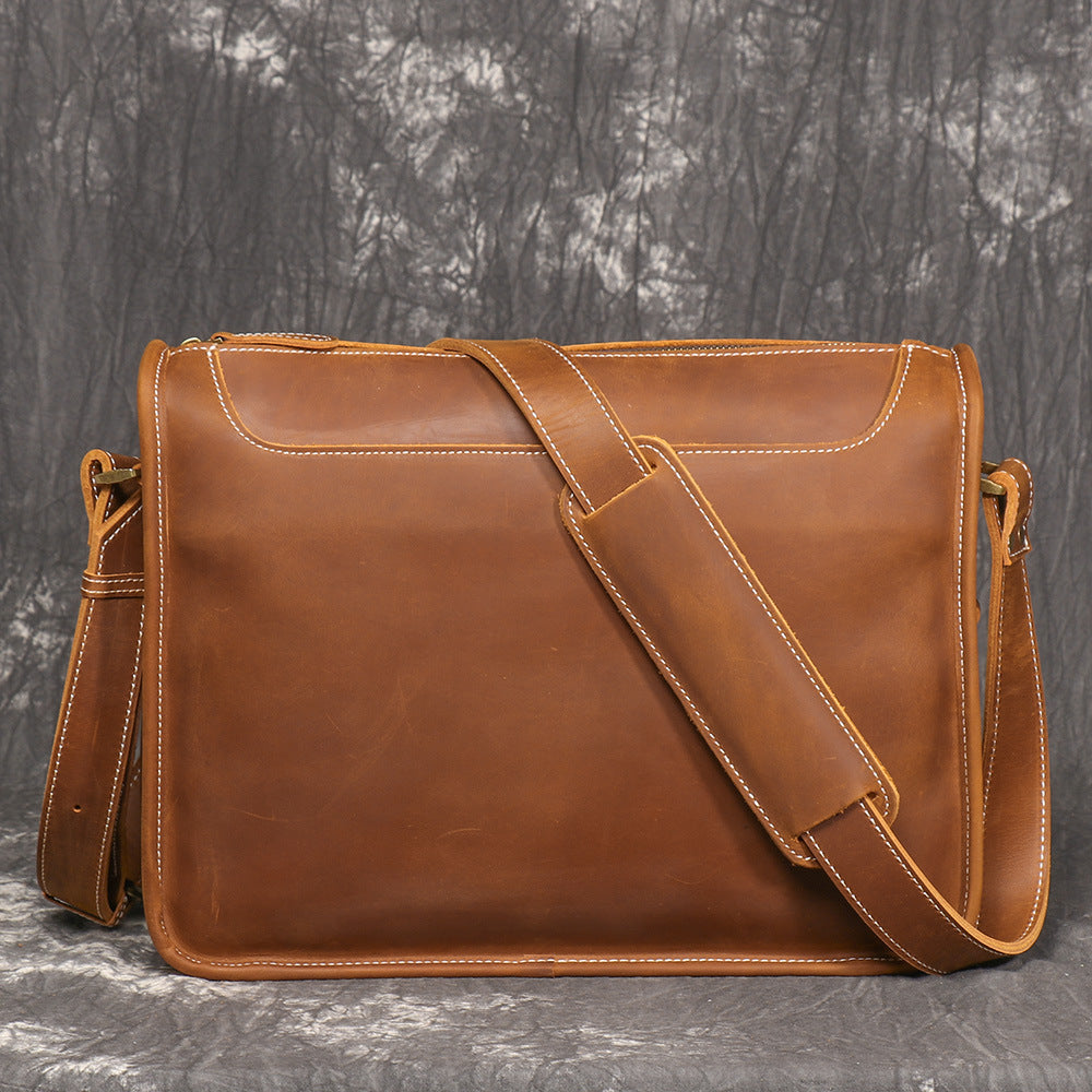 Women's & Men's & Crazy Horse Leather Retro Genuine Men's Shoulder Bags