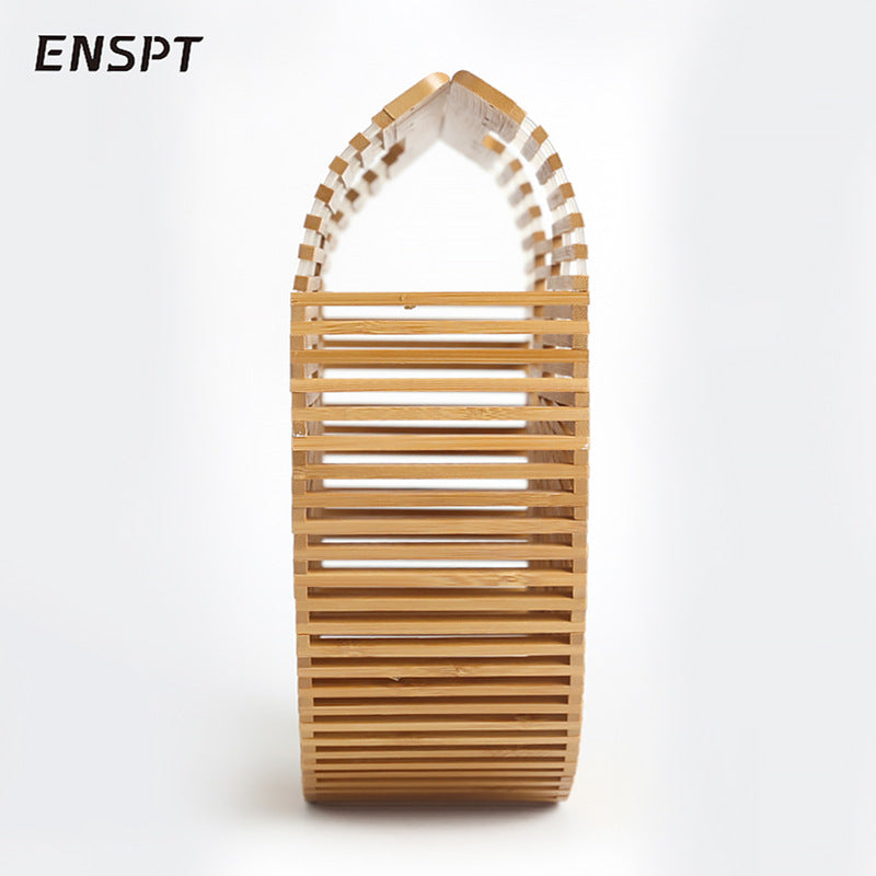 Woven Bamboo Hollow Semicircle Retro Clutch Handbags