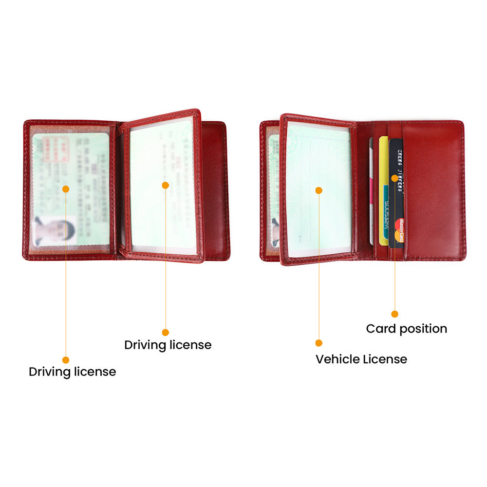 Unisex Driving License Multiple Slots Leather Card Holder