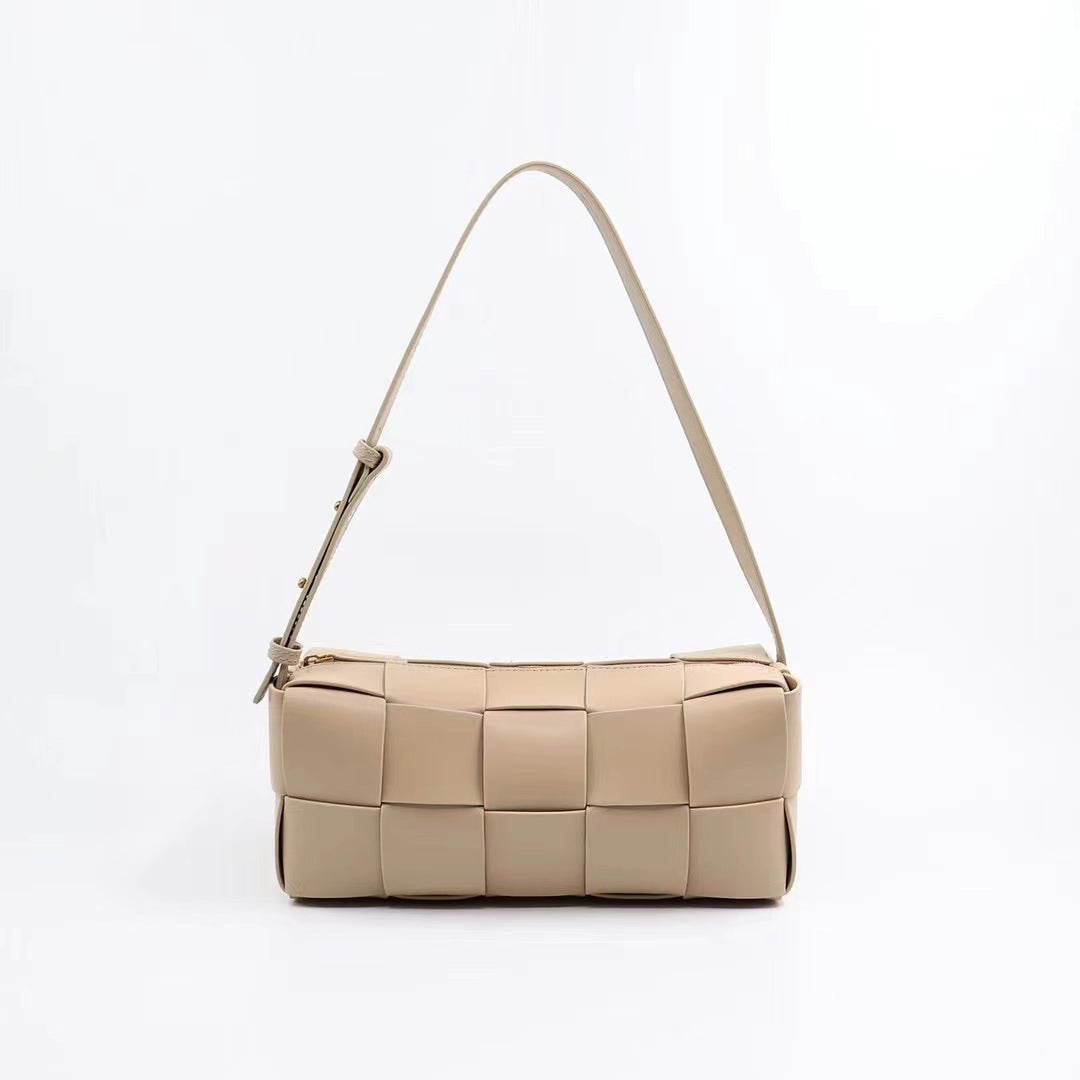 Women's Genuine Leather Woven Pink Versatile Underarm High-grade Hand Armpit Bags