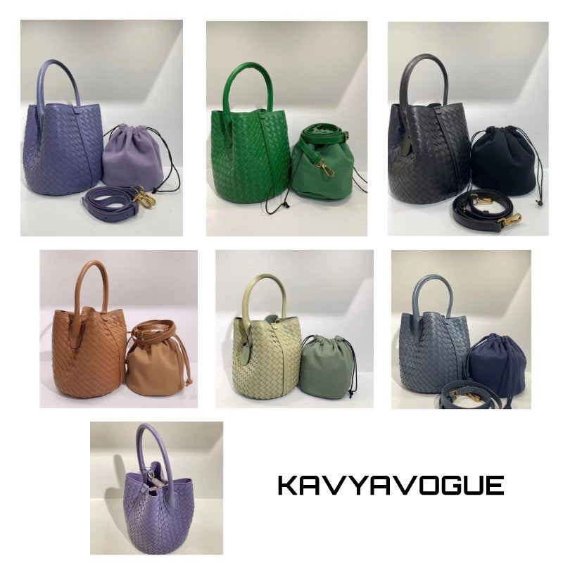 Women's Sheepskin Woven Large Capacity Vegetable Basket Bucket Bags