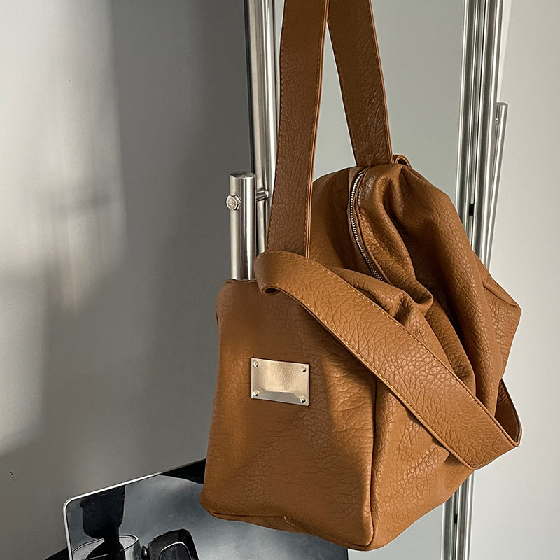 Women's Ge Large Capacity Texture Vintage Wide Shoulder Bags