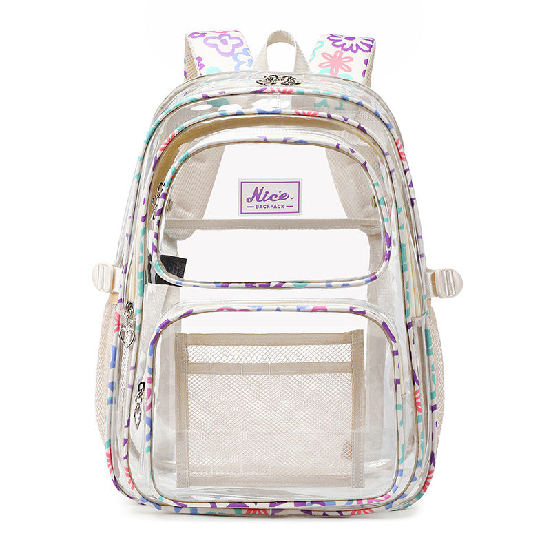 Women's Transparent Campus College Large Capacity Leisure Backpacks