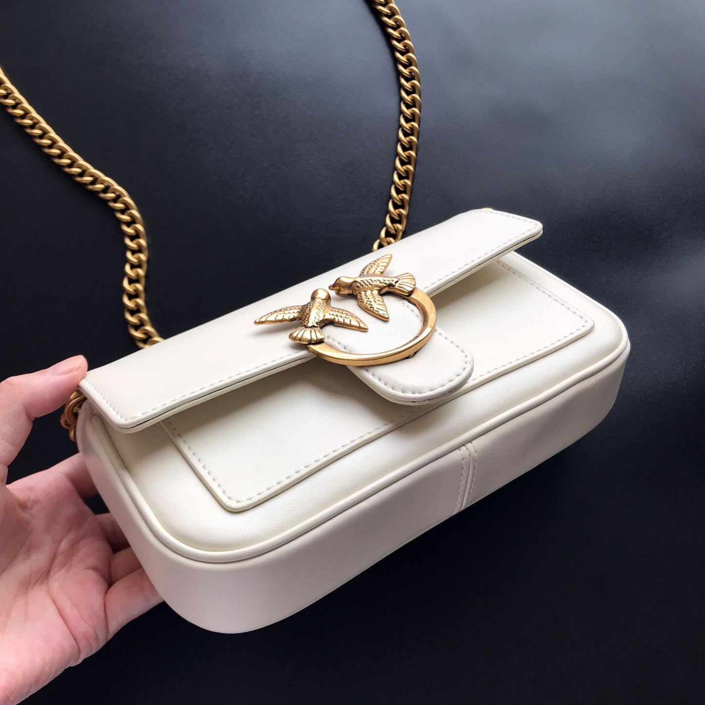 Women's Genuine Leather Swallow French Stick Classic Small Square Bags