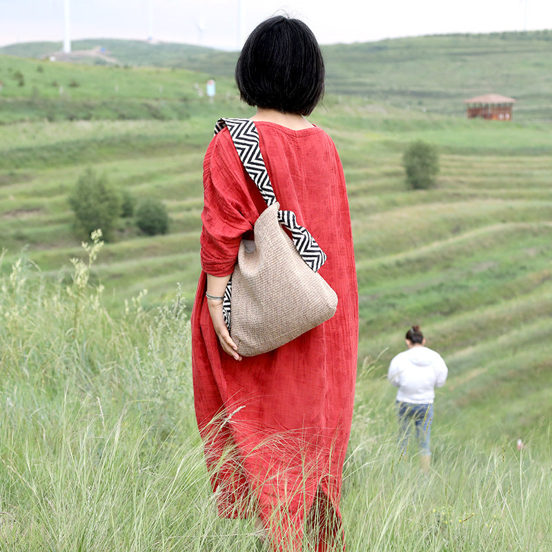 Women's Korean Style Summer Artistic Linen Niche Shoulder Bags