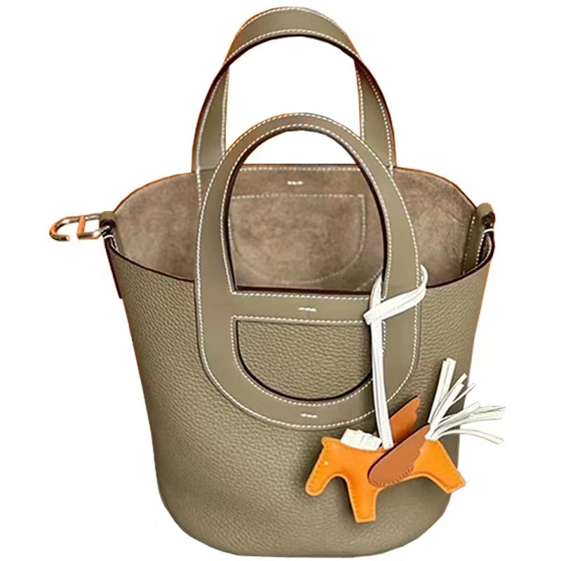 Women's Nose Vegetable Basket First Layer Leather Shoulder Bags