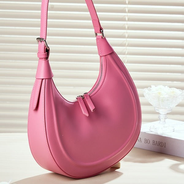 Cowhide Fashion Crescent Underarm High-grade Leather Bags