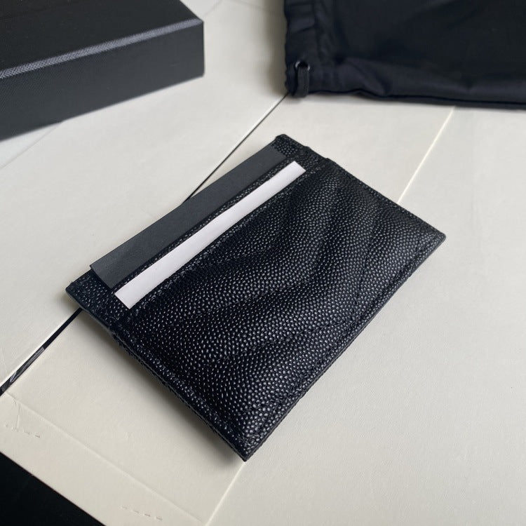 Women's Caviar V Pattern Rhombus Genuine Leather Card Holder