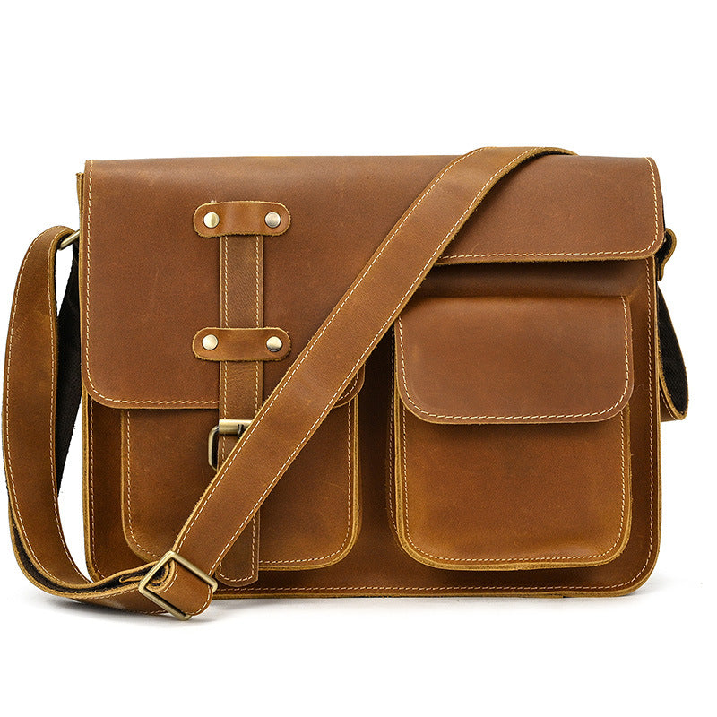 Men's Leather Crazy Horse First Layer Cowhide Men's Shoulder Bags