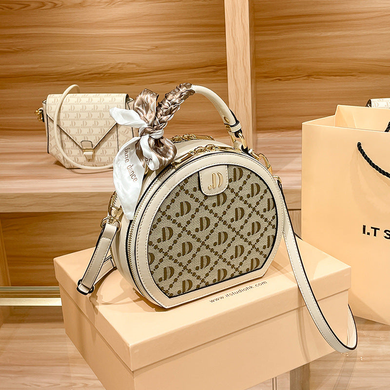 Women's Genuine Leather Round Pie Trendy Summer Shoulder Bags