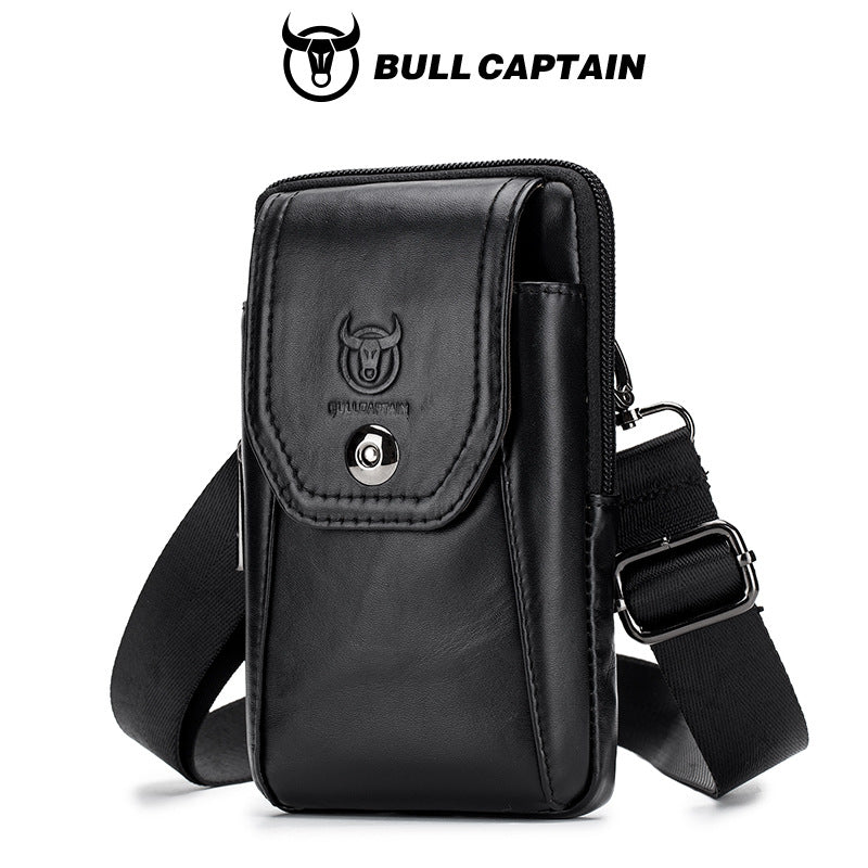 Men's Bull Captain Leather Wear Mobile Pouch Men's Waist Packs
