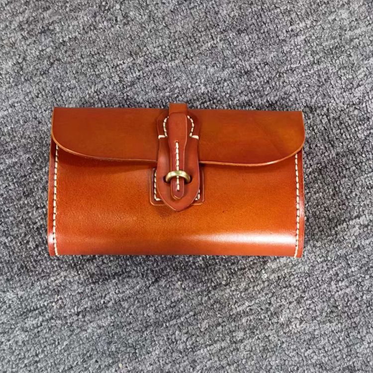 Women's Artificial Sewing Round First Layer Cowhide Simple Genuine Crossbody Bags