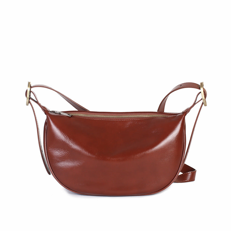 Women's Niche Cowhide Dumpling Vegetable Tanned Leather Shoulder Bags