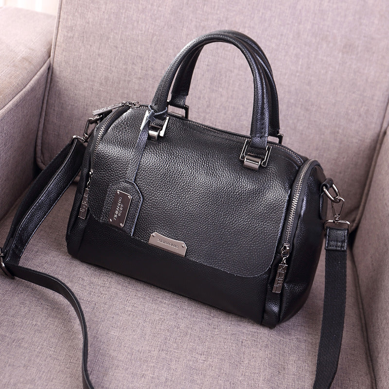 Women's Paul Fashionable Retro Leather Portable Boston Handbags
