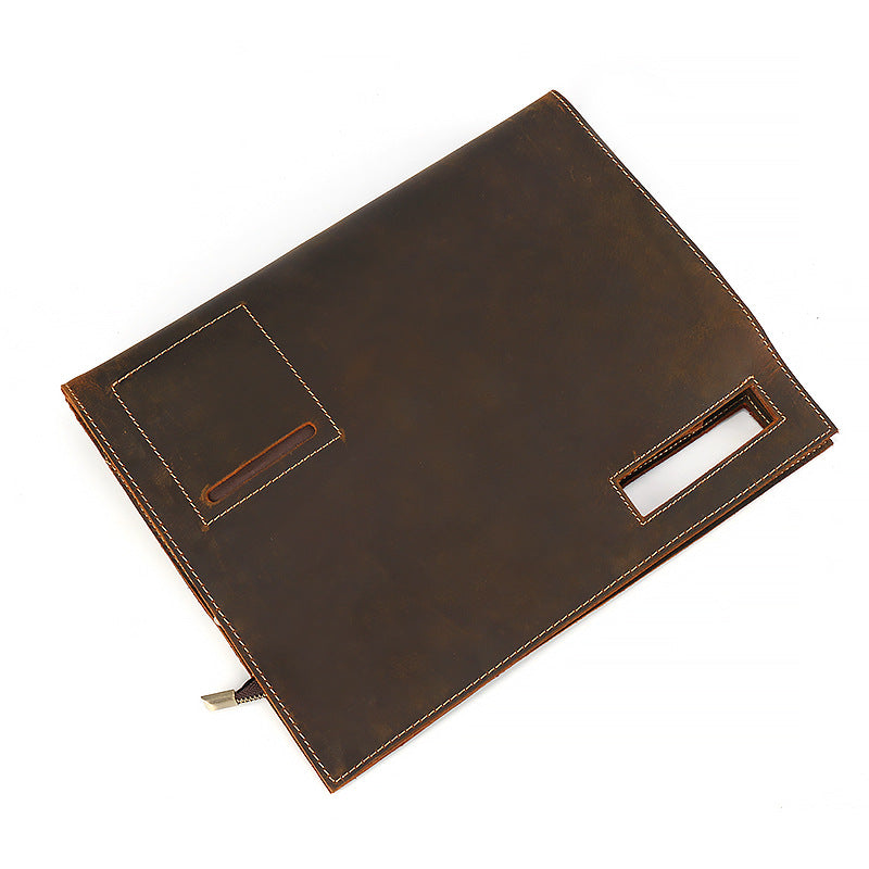 Men's Crazy Horse Leather Horizontal Retro Cowhide Men's Handbags