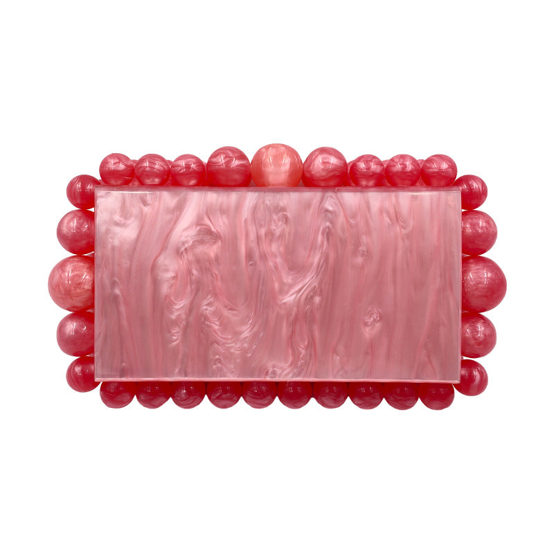 Women's Marbling Acrylic Candy Color Beads One Crossbody Bags