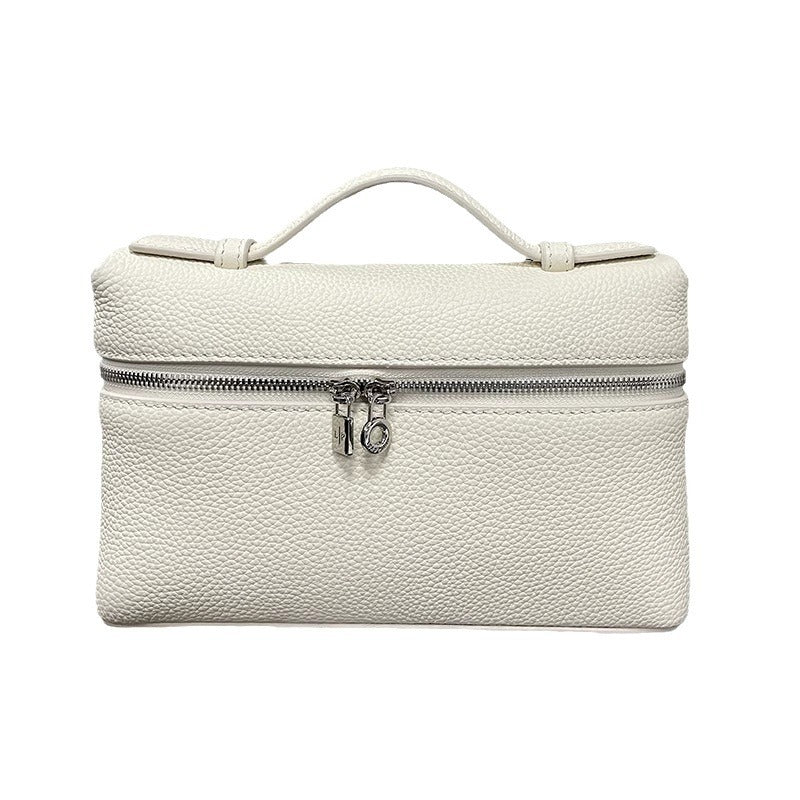 Leather Lunch Box Lychee Pattern Cowhide Shoulder Bags