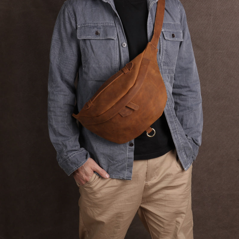 Women's & Men's & Crazy Horse Leather Large Capacity Men's Chest Bags