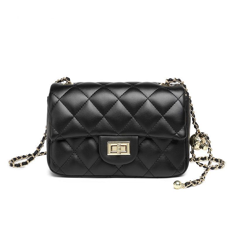 Women's Leather Fat Golden Balls Classic Style Crossbody Bags