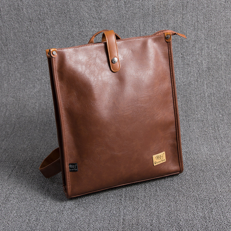 Men's Style Leather Large Capacity Retro College Green Backpacks