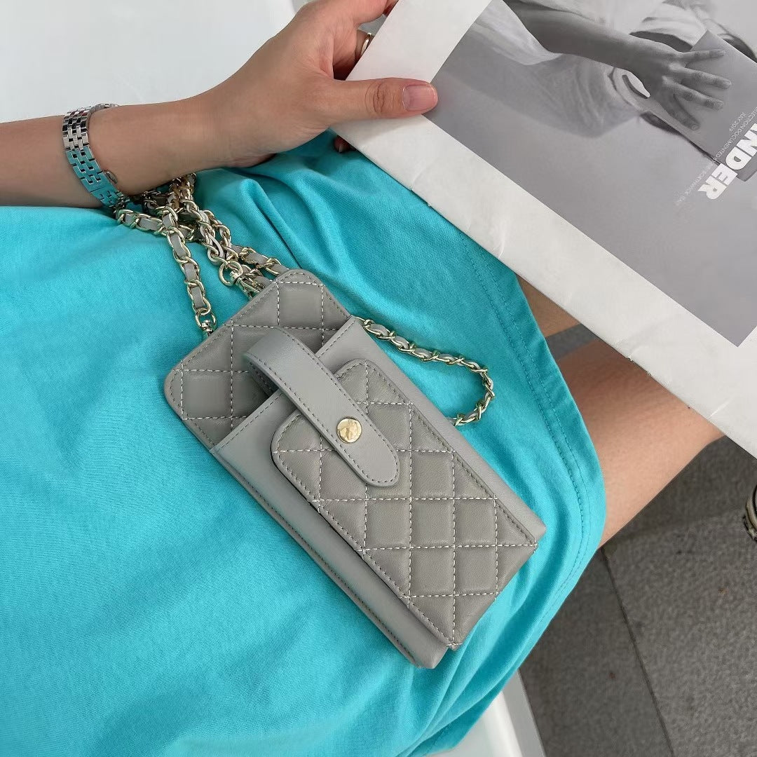 Women's Soft Sheepskin Classic Style Perfect Chain Phone Bags