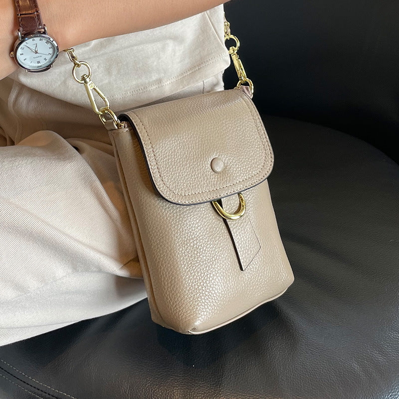 Women's Genuine Leather Golden Ball First Layer Cowhide Crossbody Bags