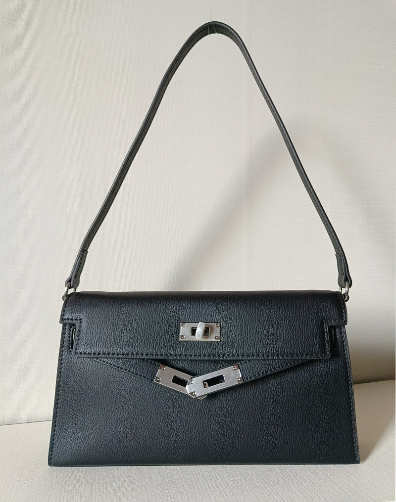 Women's Genuine Leather Clutch Elegant French High-grade Shoulder Bags