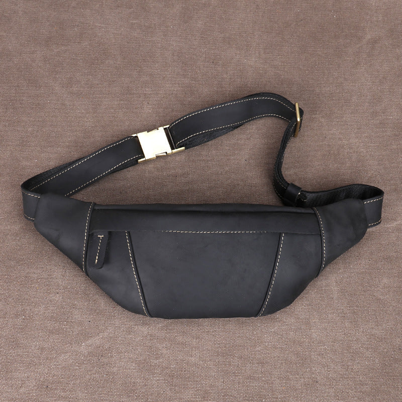 Men's Crazy Horse Leather Convenient Cowhide Men's Waist Packs
