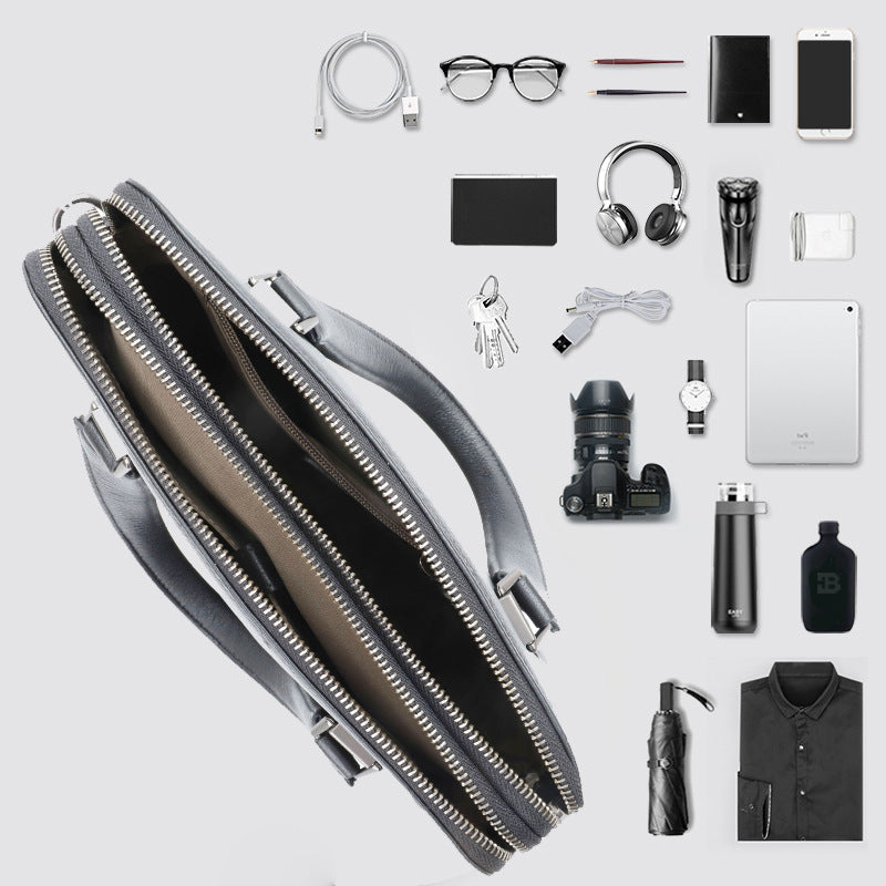 Men's Vertical Niche Business Commute Genuine Leather Men's Messenger Bags