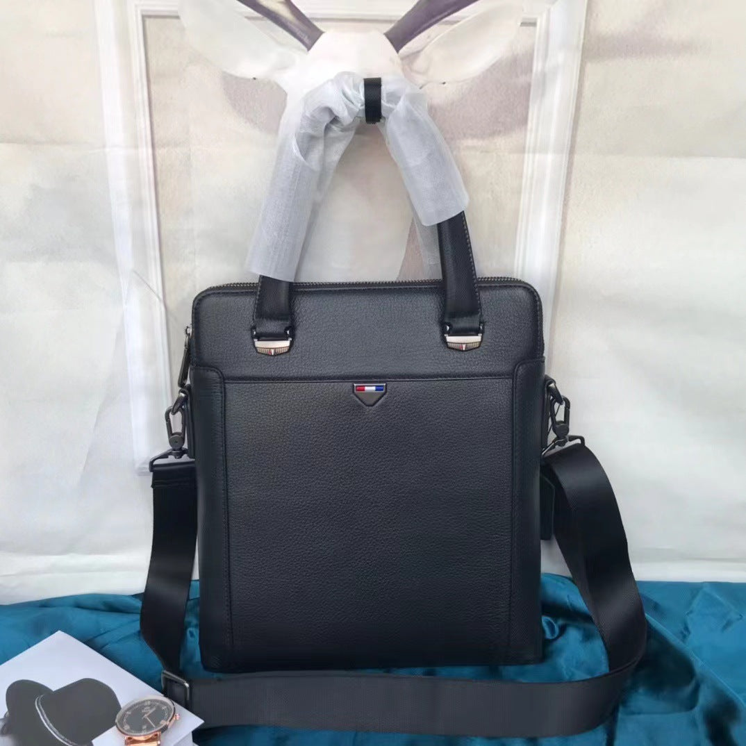 Men's Vertical Niche Business Commute Genuine Leather Men's Messenger Bags