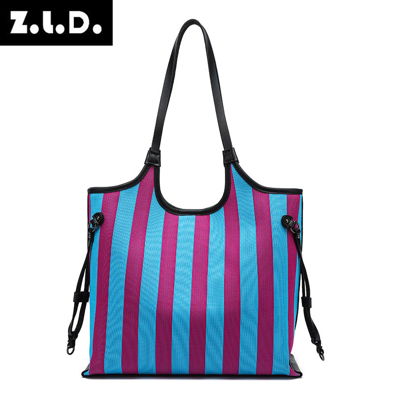 Women's Classic Cool Striped Large Capacity Tote Bags