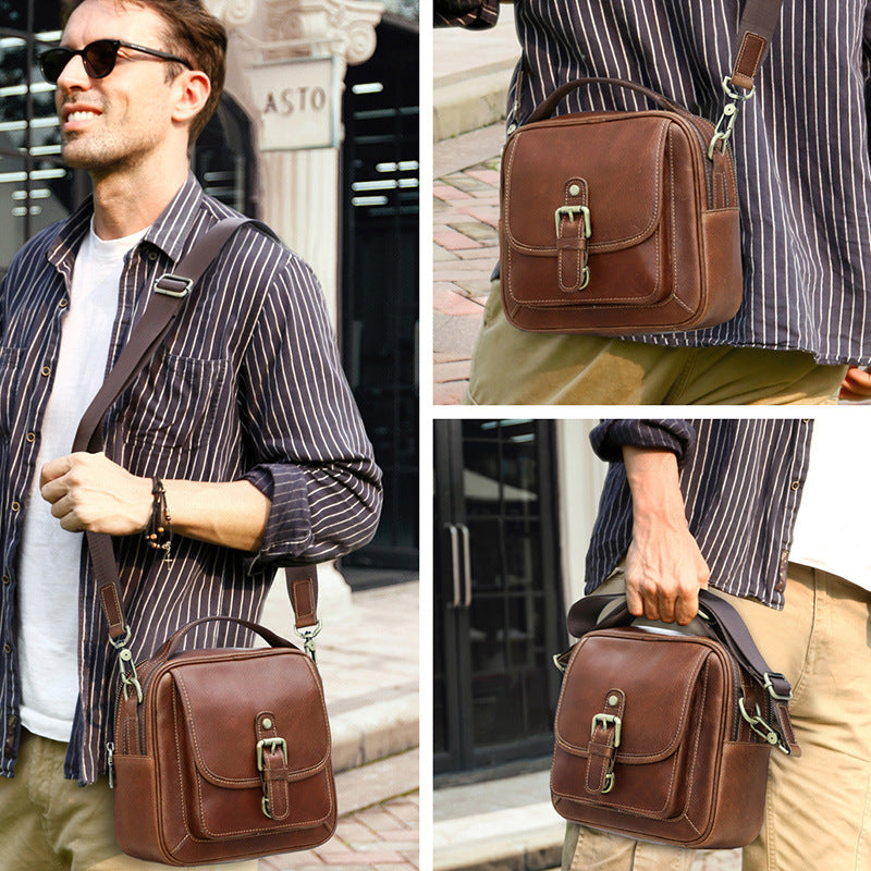 Men's Layer Cowhide Fashion Genuine Leather Light Men's Messenger Bags