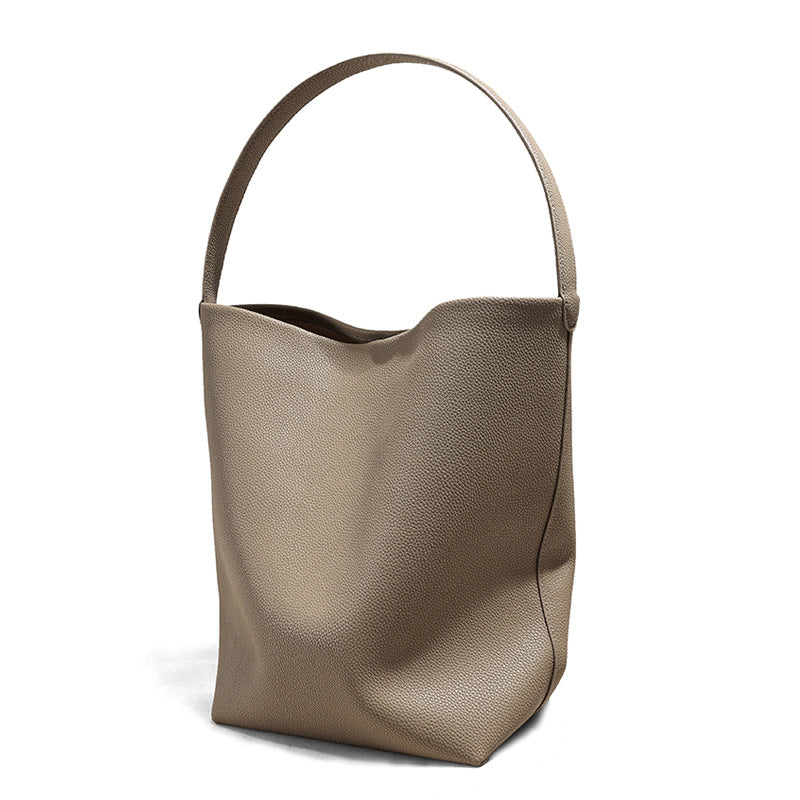 Women's Layer Cowhide Big Leather Commute Large Bucket Bags