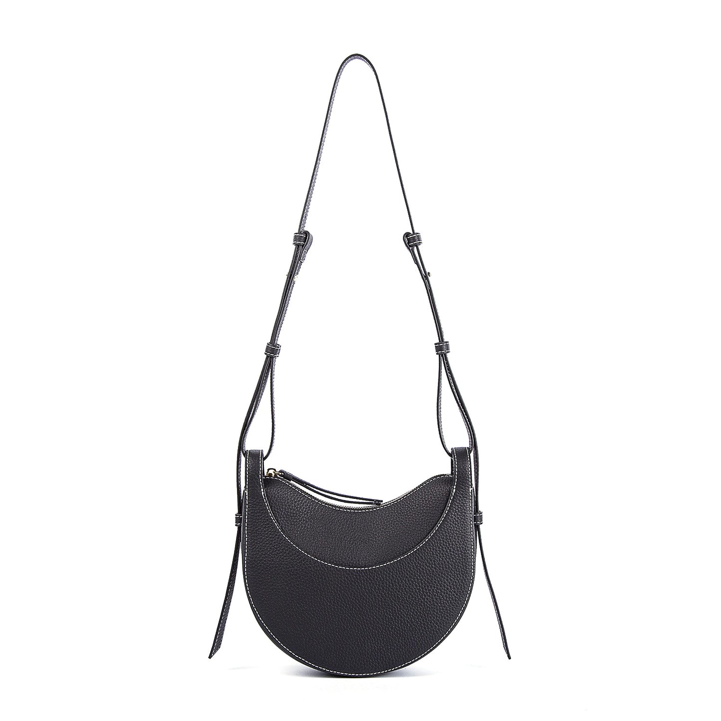 Women's French Niche Semicircle First Layer Leather Shoulder Bags