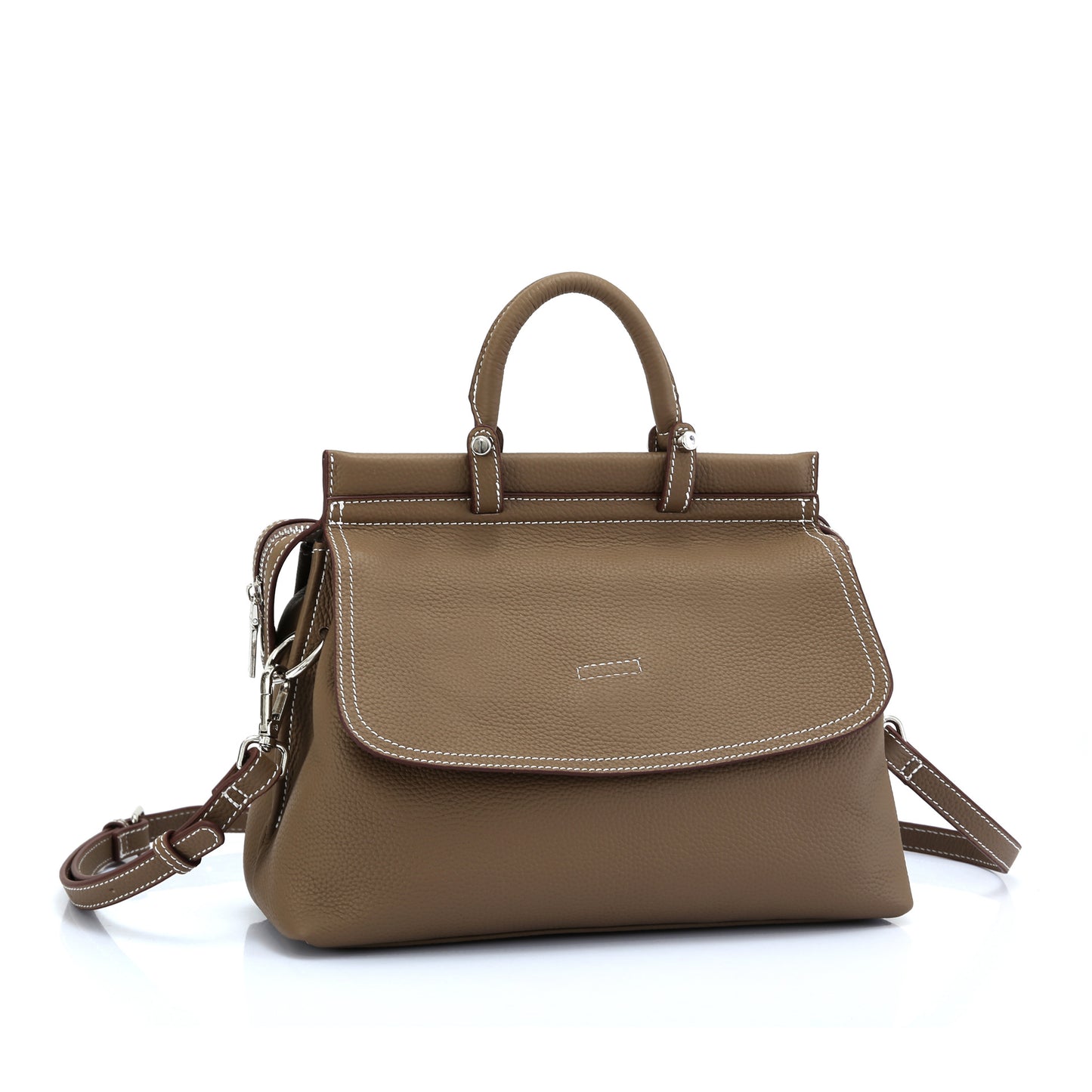 Women's First Layer Cowhide Oblique Simple High-grade Car White Handbags