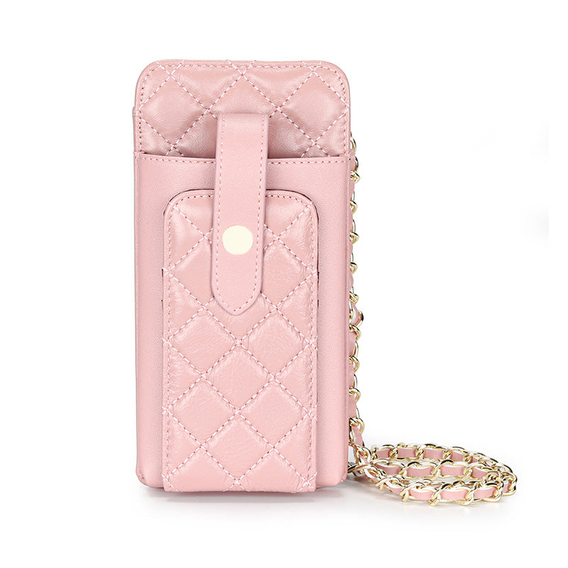 Women's Classic Style Rhombus Vertical Mobile Chain Phone Bags