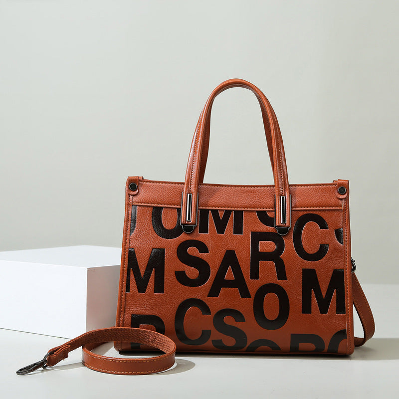 Women's Retro Commuter Large Capacity Letter Versatile Handbags