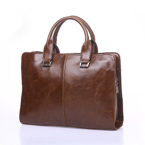 Men's Crazy Horse Leather Retro Commuter Large Capacity Men's Briefcases