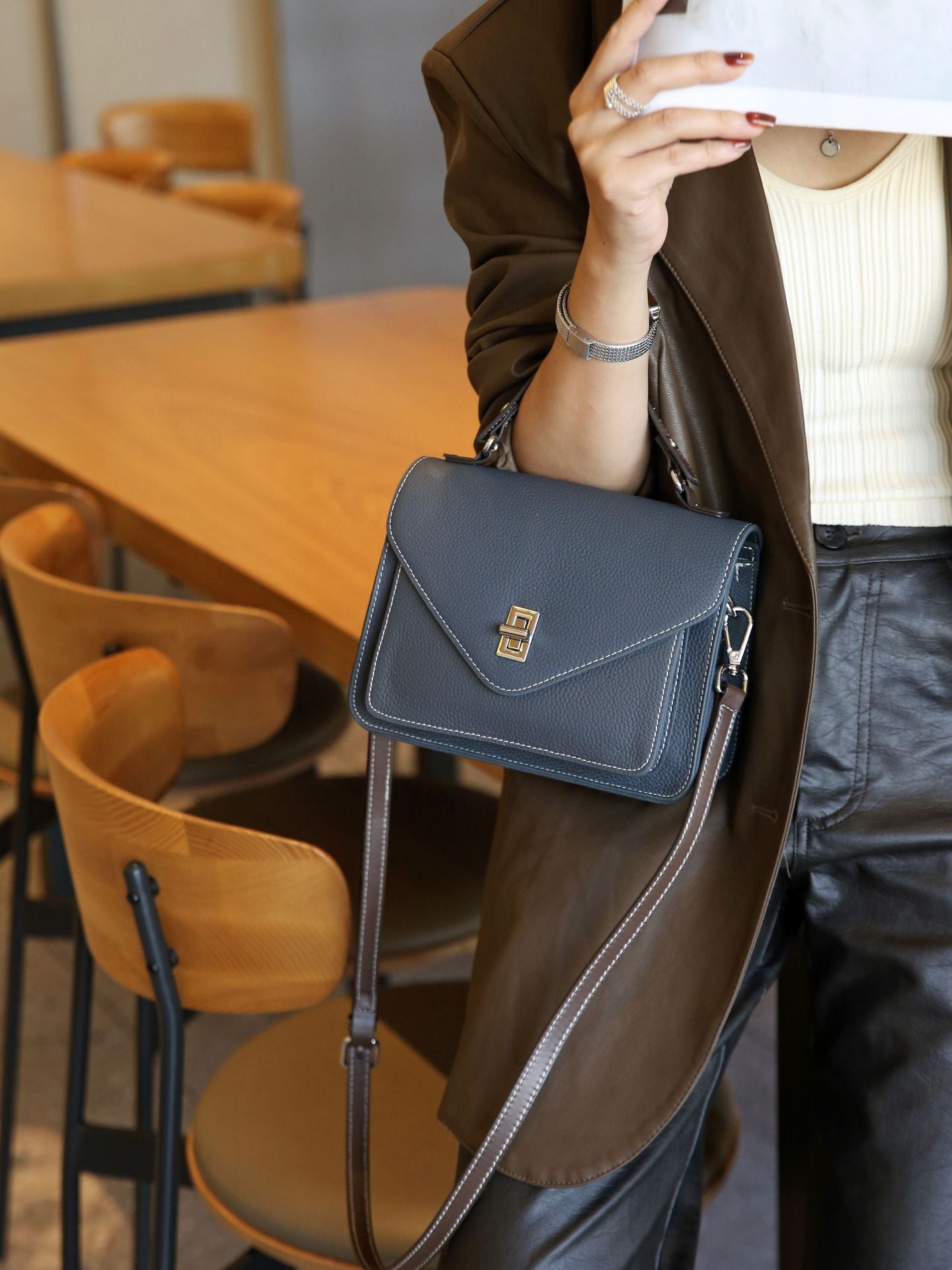Women's Genuine Leather Commuter Spring French Crossbody Bags