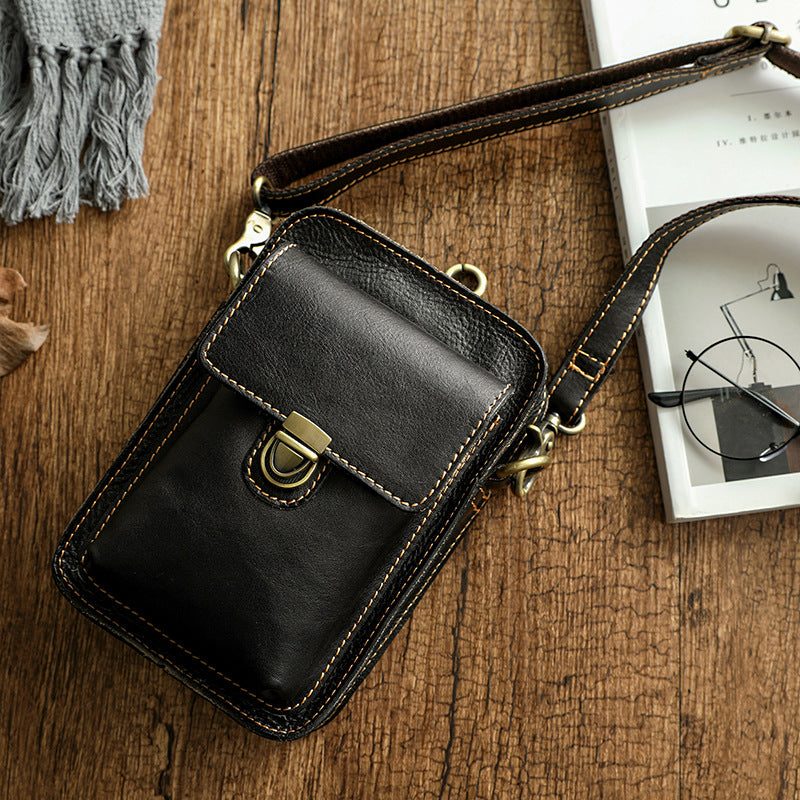 Men's Vegetable Tanned Hand-rub Color Genuine Leather Top Layer Men's Messenger Bags