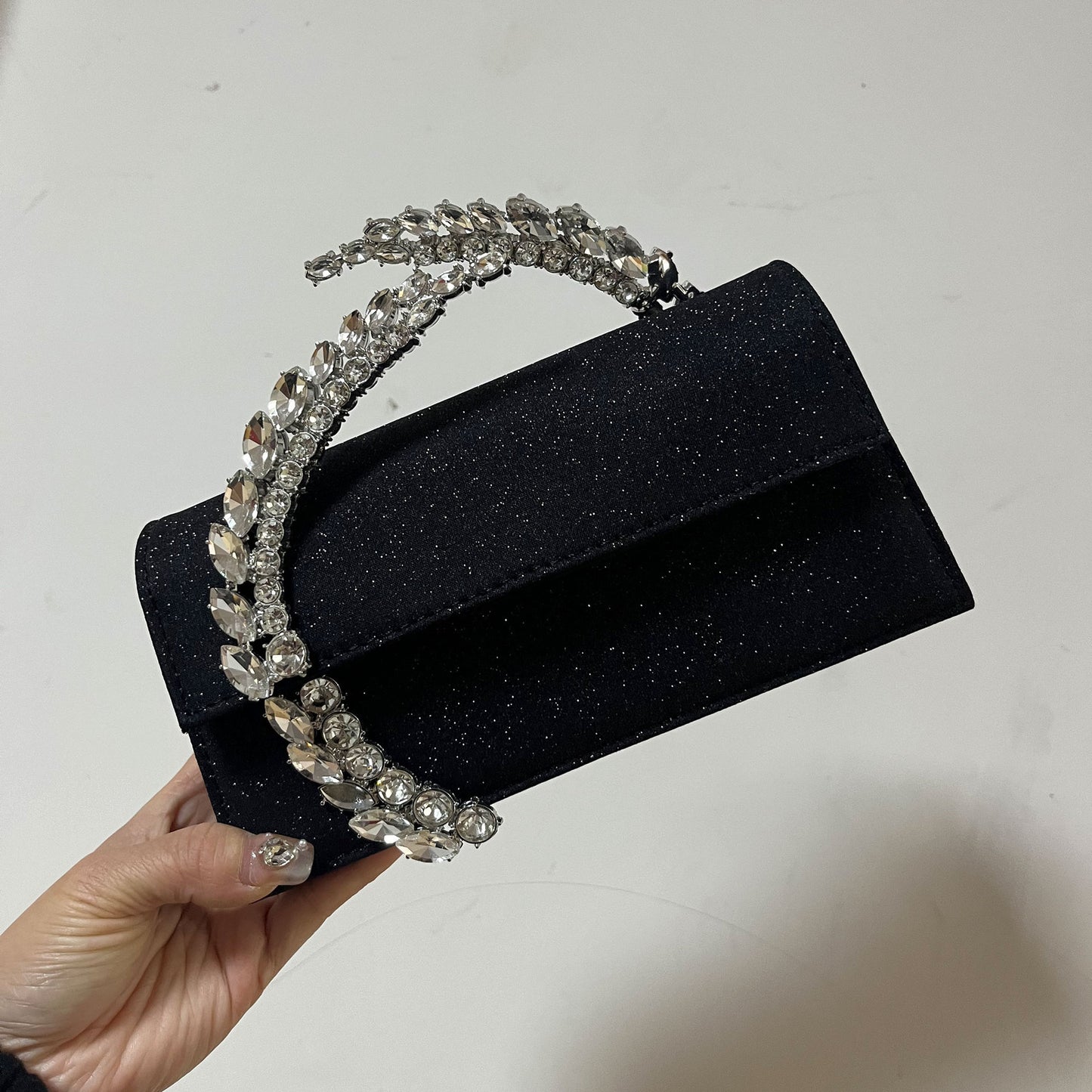 Women's Innovative Rhinestone Diamond Satin Dinner Small Square Bags