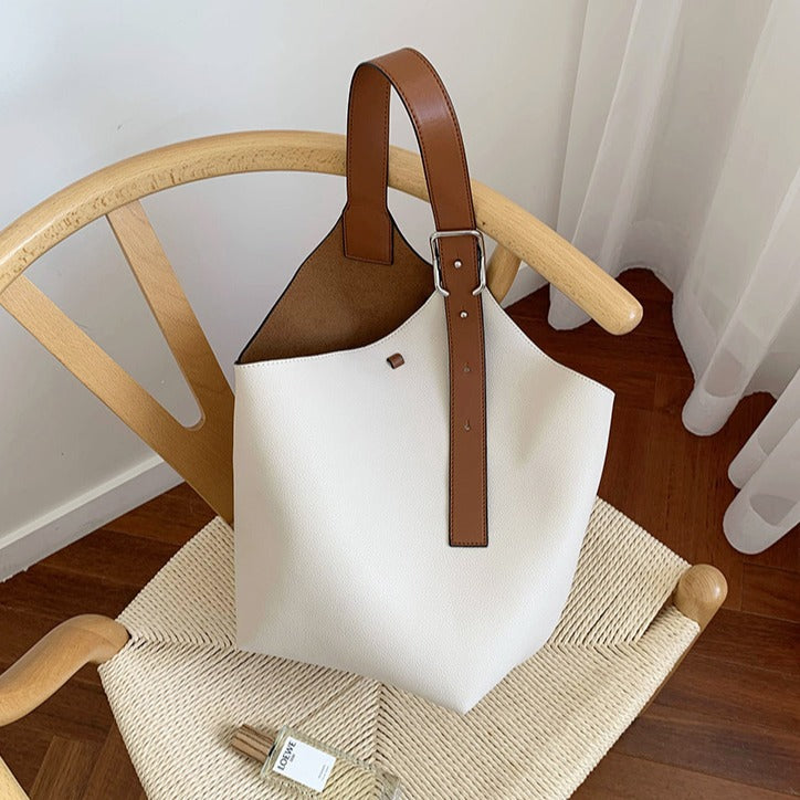 Women's Contrast Color Large Capacity Wide Strap Shoulder Bags