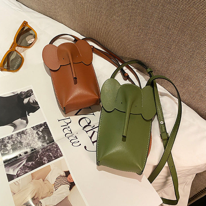 Women's Genuine Leather Elephant Vertical Mobile Lightweight Phone Bags