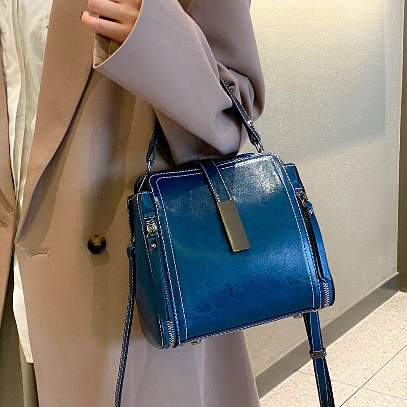 Women's Genuine Leather Trendy Four Fashion Portable Handbags