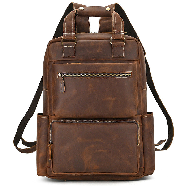 Men's Retro Crazy Horse Leather Multifunctional Large Travel Bags