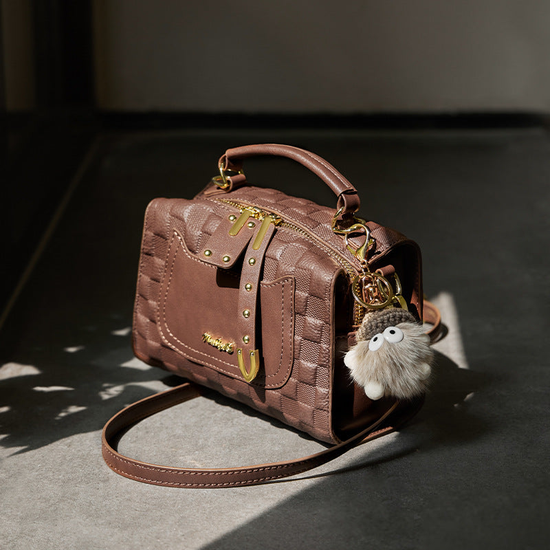 Women's Summer Boston Pillow Genuine Leather Handbags