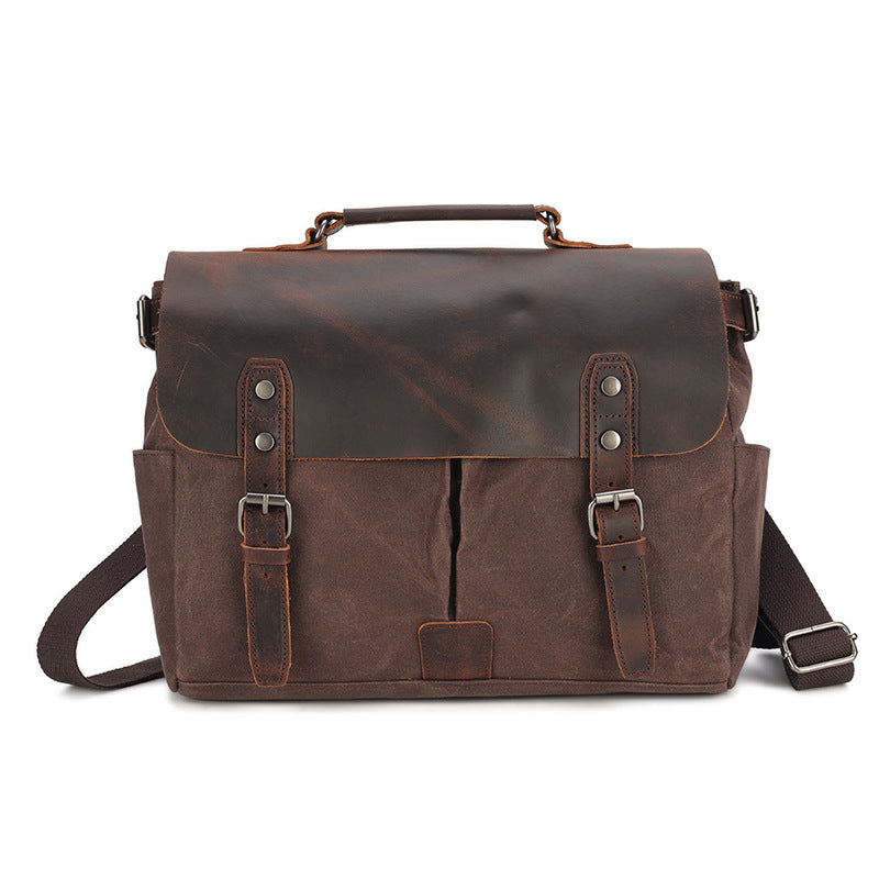 Men's Vintage Oil Wax Canvas With Crazy Men's Shoulder Bags